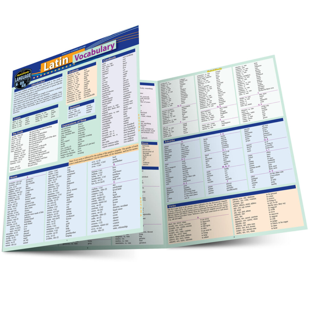 QuickStudy | Latin Vocabulary Laminated Study Guide | Tempo Bookstore